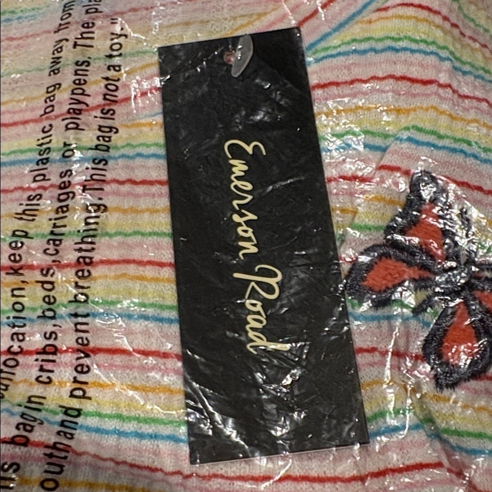 Emerson Rose - Stripe and Butterfly Tee and Short Pajama Set.  Size Large. NWT - Picture 4 of 16